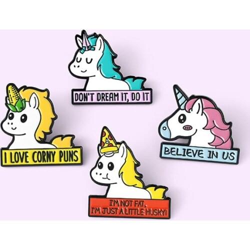 Pins Metal Cute Cartoon Colorful Unicorn Horse Brooch Enamel Pin Woman Animal Brooches for Women Badges Backpack Badge Gifts