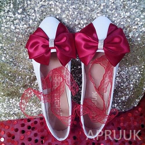 RED bow butterfly-knot woman party flats shoes ladies dancing lace butterfly plus size 41 42 proms dress red ceremony shoes