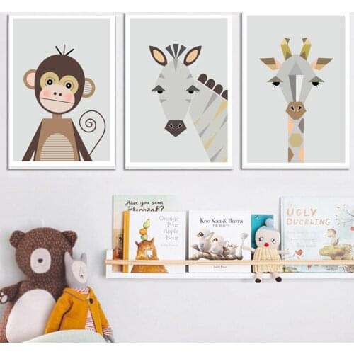 Giraffe Lion Elephant Horse Monkey Nordic Posters And Prints Wall Art Canvas Painting Animals Art Prints Wall Pictures Baby Room