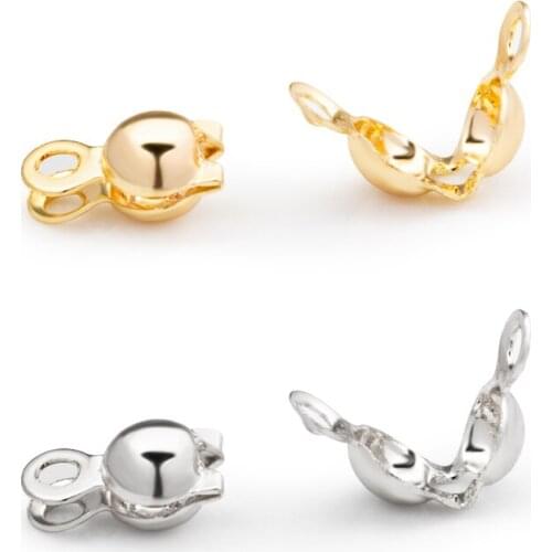 50pcs/lot Connector Clasp Fitting Stainless Steel Ball Chain for DIY Jewelry Making Supplie Calotte End Crimps Beads Connector