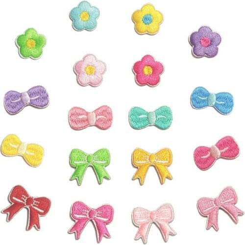 50pcs/lot Small Embroidery Patches Bow Flower Sticker Shirt Handbag Clothing Decoration Sewing Accessories Diy Transfer Applique