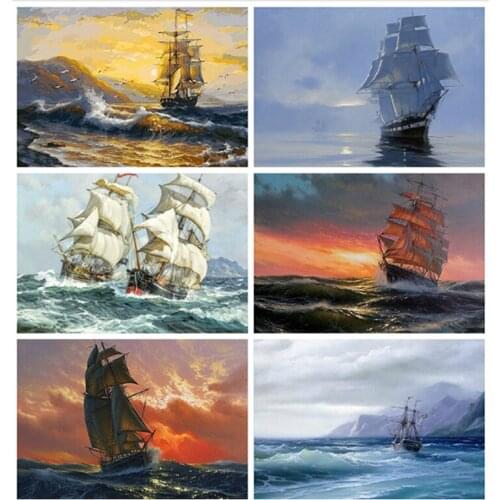 5D DIY diamond painting Sailboat at sea Cross stitch Diamond embroidery Mosaic Rhinestone Picture home decoration Handmade gift