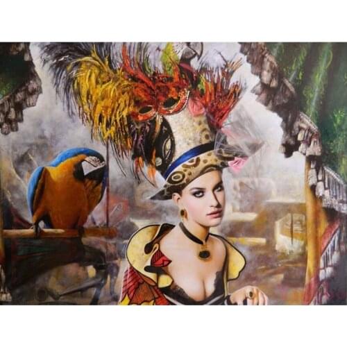 5D Diamond Painting Mask beauty parrot Full Square Round Drill Handicraft Mosaic Picture Of Rhinestones Christmas Decor L594