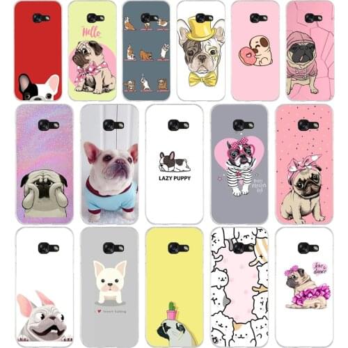 106AA Pug French Bulldog Soft Silicone Tpu Cover phone Case for Samsung A3 A5 A7 A8 2016 2017 2018 A50