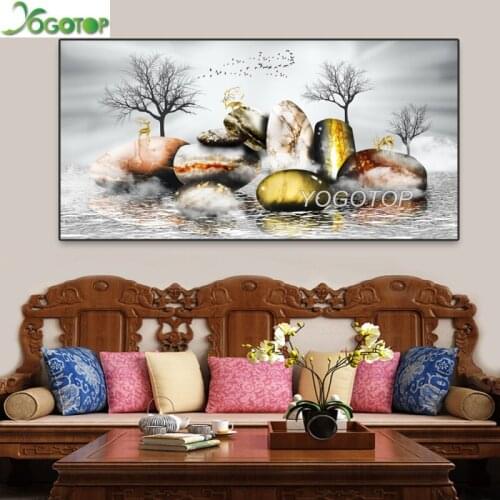 Large Seaside Landscape Abstract Golden Deer Stone diy diamond painting 5D Full Drill mosaic diamant embroidery decor YY3369