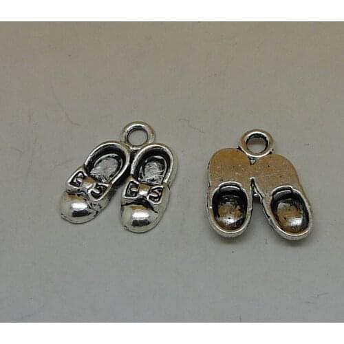ALYMMO 8Pcs/lot Vintage Silver/Bronze Little Bow Shoes Charms 19x16mm DIY Jewelry Findings