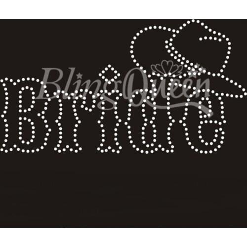 BlingQueen 25PCS/LOT Custom Rhinestone Bling Transfers Bride Cowboy Design