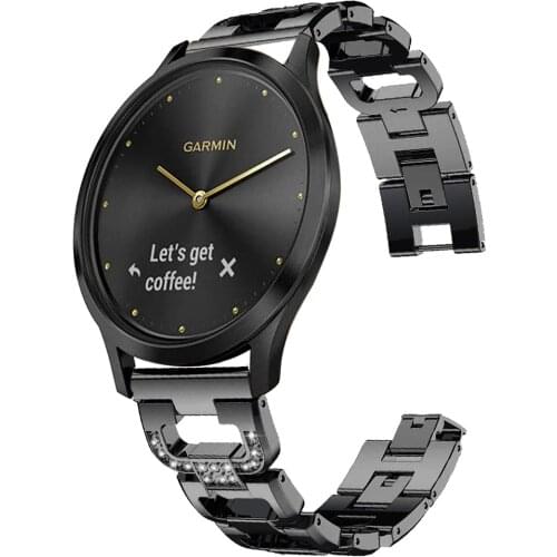 Diamond Steel Strap Loop for Garmin Watch Vivoactive 4 3 Wrist for Garmin Vivomove HR Active Watch 22mm 20mm Band Matel Bracele