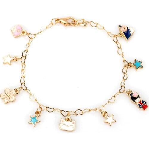 Japan Cartoon Anime Simple Cherry Blossom Lucky Cat Mount Fuji Bracelet Cute Star Lolita Flower Bracelets Women Girl Gift