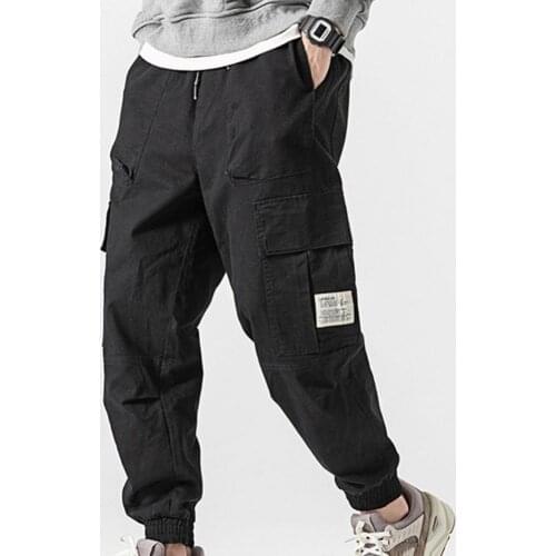 Cargo Pants Summer Men Solid Color Multi Pockets Men Mid Rise Drawstring Trousers Spring Men Jogging Sweatpants Streetwear