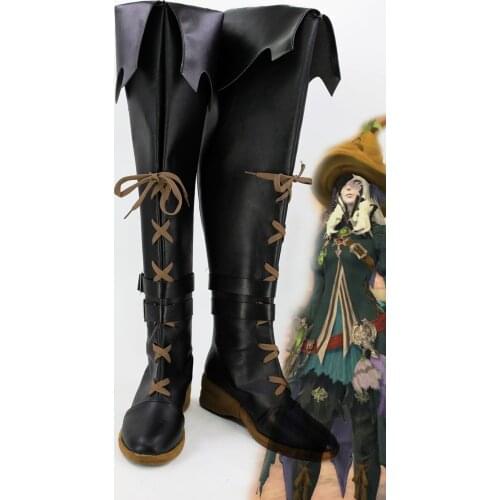 BLACK MAGE Cosplay Shoes Final Fantasy XIV BLACK MAGE Cosplay Boots Black Shoes Custom Made