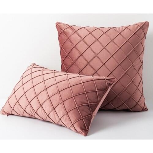 Pink Grey Velvet Cushion Cover with Lattice Embroidery Orange Pillow Cover Bedroom Sofa Decoration Pillow Cases 30x50cm/45x45cm