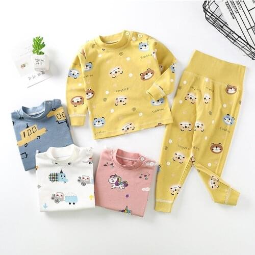 Childrens Pajamas Set Baby Cotton Autumn Clothes Long Sleeve T-shirt + Pants Kids Clothing 2 Piece Set Winter Girl Boy