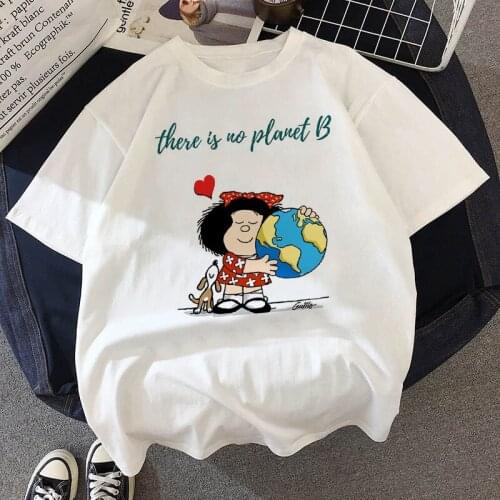 Mafalda Cartoon Fashion Print T-shirt Womens T-shirt Ladies Casual Harajuku Graphic T-shirt Short Sleeve Kawaii Tshirt Female