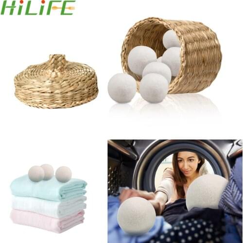 HILIFE 7cm Organic Wool Dryer Balls Washing Machine Accessories Felt Ball for Clothes Dryer Laundry Clean Ball Reusable