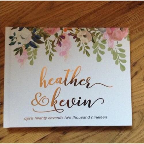 Custom Floral Wedding Guest Book Alternative Rose Gold Foil bridal shower Personalized Signature Guestbook photo albums