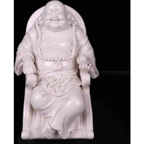 China seiko White glaze ceramic sit maitreya Buddha crafts statue