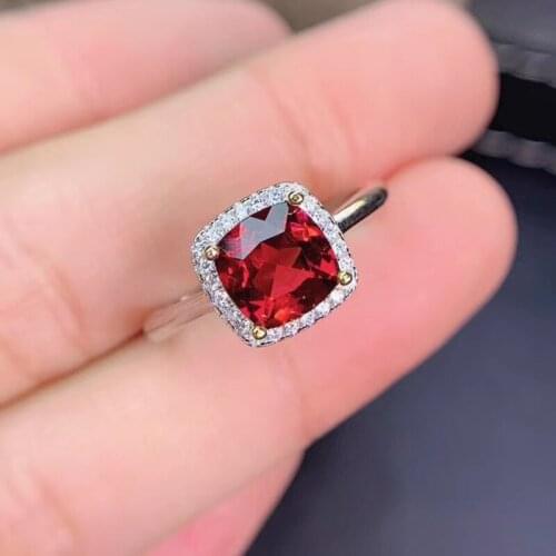 Natural Garnet Ring For Women 925 Sterling Silver Fine Jewelry Real Garnet Gemstones Low Price Certifacate #Q64
