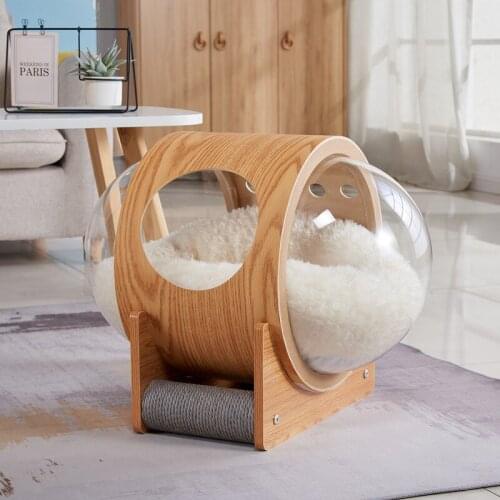 Space Capsule Cat Litter Transparent Cat Delivery Room Solid Wood Space Cat Climbing Frame Drop Shipping Free Shipping 2021 New