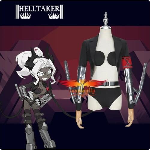 Game Helltaker the High Prosecutor Judgement Cosplay Costume Adult Women Men Outfits Tube Pants Jacket Tail Halloween Carnival