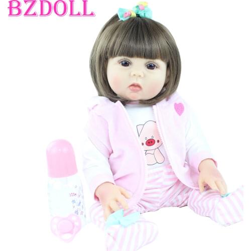 19 Inch Full Soft Silicone Body Reborn Baby Doll Like Real Newborn Vinyl Boneca BeBe Girl For Kids Bathe Toy Birthday Gift