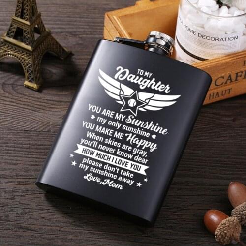 Mom To My DaughterHot sale portable stainless steel hip flask travel whiskey alcohol liquor bottle flagon Small Mini Bottle