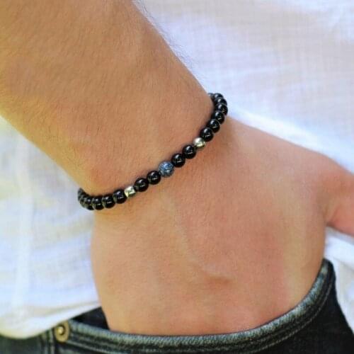 Beaded Men Bracelet 2018 New Fashion Simple Classic Stone Bead Charm Bracelets & Bangles For Men Jewelry Gift