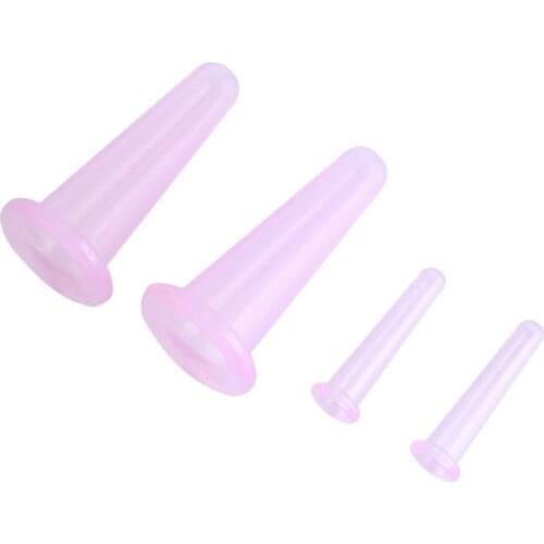 Silicone Massage Cupping Set 2 Facial Cups & 2 Mini Facial Cups Body Massage Helper Skin Care Massager for Face Neck Back Eyes