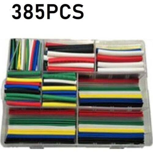 385pcs heat shrinkable tube Set 2:1 9 Size transparent/Yellow/White/Blue/Green/Red/Mix colour heat shrink tubing Sleeve