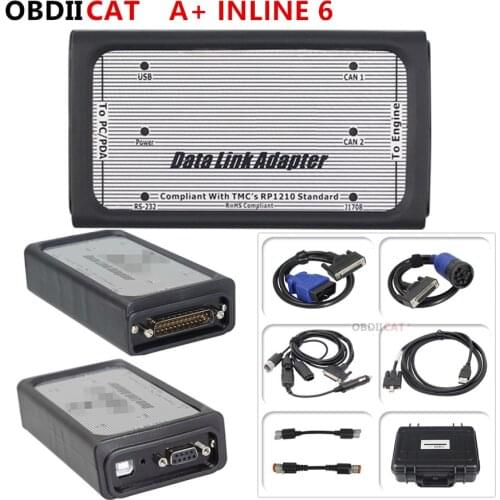 DHL Free A++quality INLINE 6 Data Link Adapter Heavy Duty truck Diagnostic Tool Full 8 cables Truck Diagnostic Interface inline6