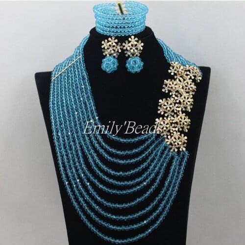 New Arrival African Costume Jewelry Set Nigerian Wedding Beads Bridal Jewelry Sets Statement Necklace Hot Free Shipping AIJ204