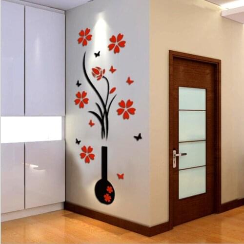 Wallpapers Youman Stickers Newest Classic Red Flower Home Wedding Decoratio Stickers For Living Room Christmas Sticker Mural Art
