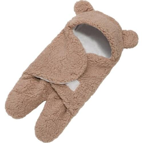Pure Colour Short Plush Thicker Animal Model Split Legs Anti-kick Quilt Baby Sleeping Bag Neonates Swaddled Four Color Available