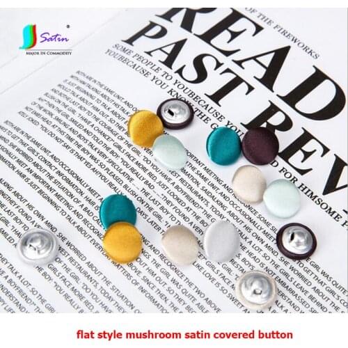 Wholesale 200pcs Clothes Sew Diy Decorate Colorful 10mm Small Round Flat Mushroom Style Smooth Satin Covered Cloth Button