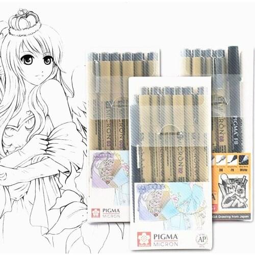 Pigment Liner Micron Pen Set Neelde Drawing Pen 005 01 02 03 04 05 08 1.0 Brush Art supplies Markers Fineliner Sketching manga