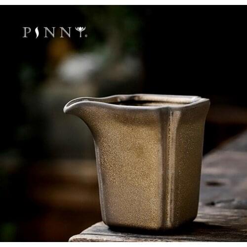 PINNY 150ML Ceramic Retro Gold Glaze Chahai Japanese-style Coarse Pottery Fair Cups Split Tea Cup Pigmented Vintage Drinkware