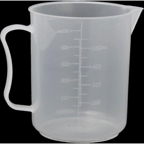 Plastic Kitchen Lab Test Measuring Graduated Beaker Cup Container with Handle