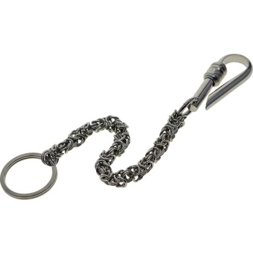 Simple design stainless steel handmade Byzantine chain U fish hook keychains wallet biker jean chains keyrings gift for family