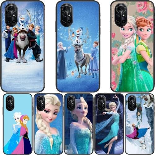 Frozen Princess Clear Phone Case For Huawei Honor 20 10 9 8A 7 5T X Pro Lite 5G Black Etui Coque Hoesjes Comic Fash design