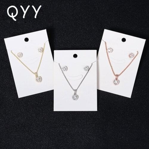 QYY Fashion Cubic Zirconia Necklace and Earrings Set for Women Accessories Bridal Wedding Jewelry Sets Party Jewellery Gifts