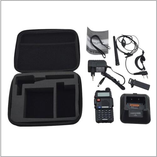 Black Baofeng BF-UV5R UV-5R walkie talkie DUAL BAND radio 136-174/400-520MHz FM radio w/free earpiece & Nylon suitcase packing