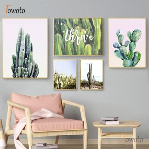 Cactus Print Botanical Poster Succulent Print Desert Landscape Paintings on The Wall Art Modern Pastel Canvas Posters and Prints