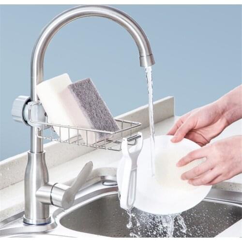 Adjustable Sink Drain Rack Sponge Storage Faucet Holder Soap Drainer Shelf Basket Organizer Kitchen Bathroom Accessories