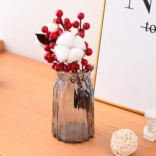 Home Decoration Artificial Flower Christmas Berry Simulation Plants 27cm Red Plastic Pine Branches Blueberry Single Branch