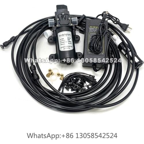 18m Outdoor Misting System Sprayer for Greenhouse Humidification and Patio Cooling, Water Mist Spray Electric Diaphragm Pump Kit