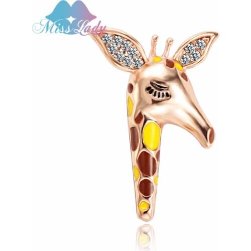Miss Lady Enamel Lizard Animal Yellow giraffe Brooches for Women Girls Corsages vintage Brooch lable pins jewelry fashion
