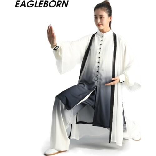 Women Kung Fu Set Tai Ji Chinese Tang Costume Taichi Uniform Hanfu Men Women Three-piece Gradient Color Chinese Ta Iji Clothing