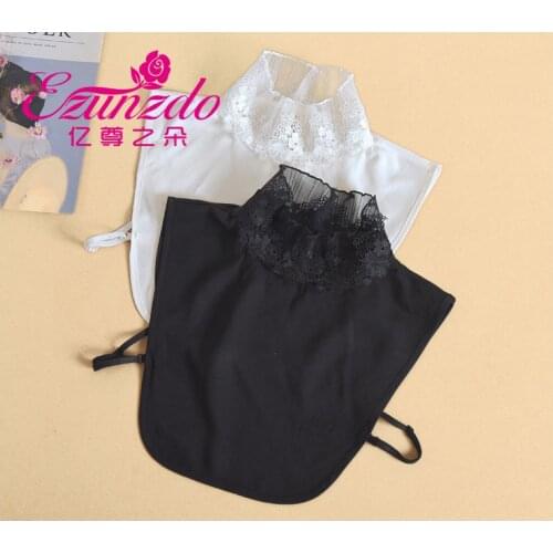 Vintage Detachable False Collar Blouse Lapel Elastic Collar Tie Women Sweet Doll False Fake Collar Ruffles Trim Detachable Half