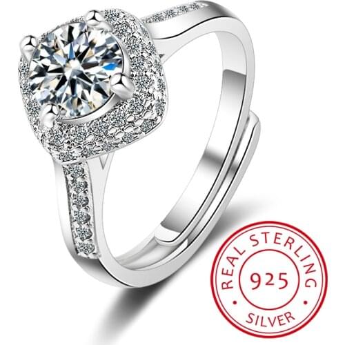 Promise 925 Sterling Silver Ring Classic Wedding Ring Jewelry Cubic Zirconia Rings for Women Bridesmaid Gifts