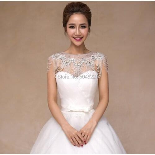 In Stock Wedding Bolero Luxury Short Beading Appliques Crystals Wedding Wrap Jacket for Evening Prom Fashion Women Accessories